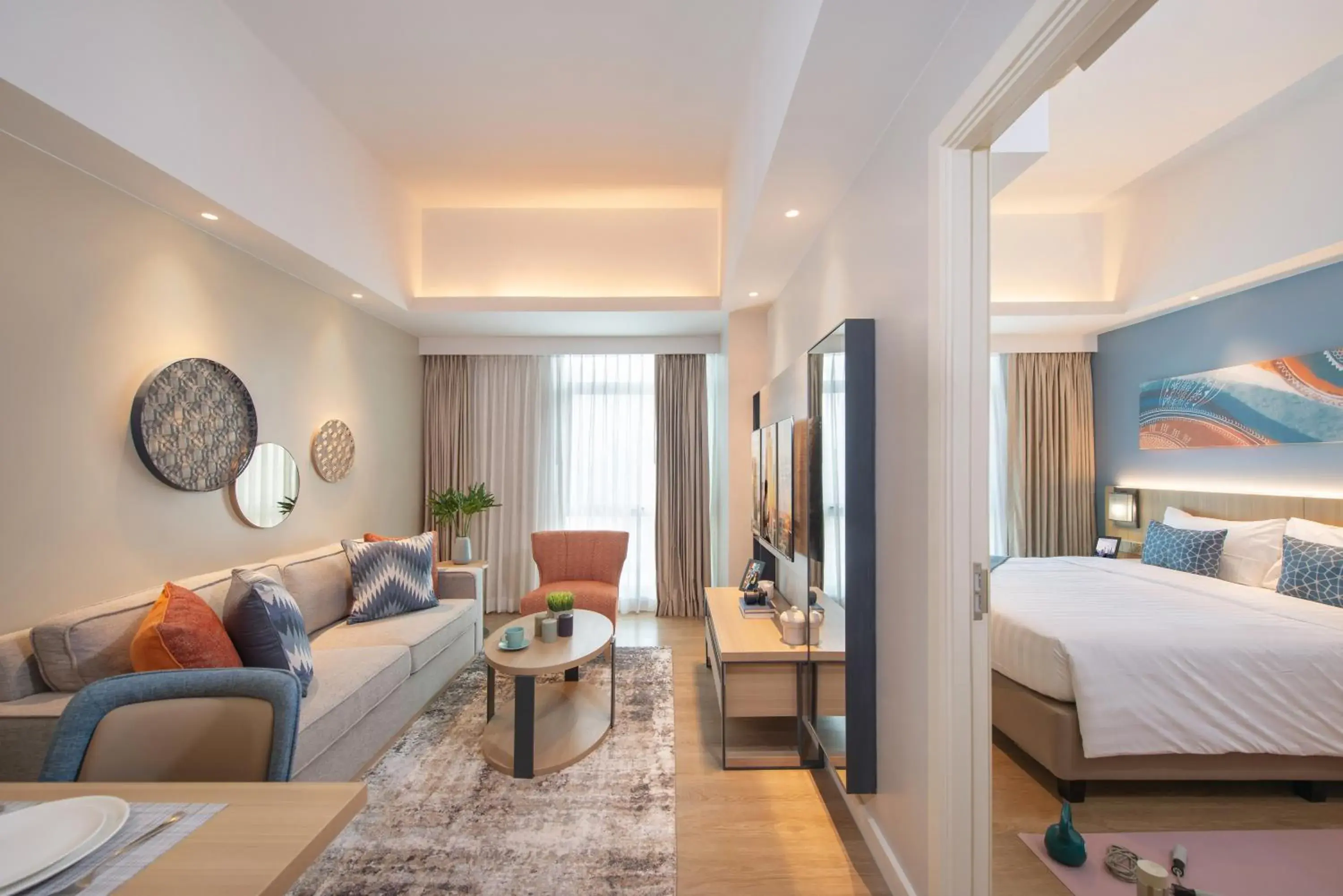 Seating area, Bed in Citadines Roces Quezon City
